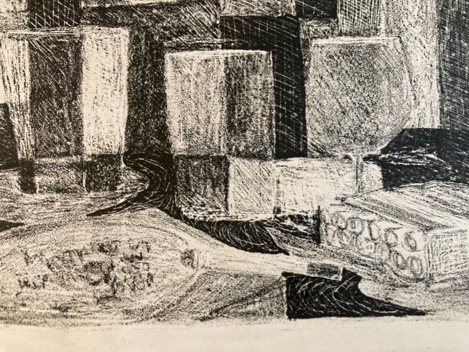 Lithographie 1970 Nature Morte Au Citron Cubisme Cubiste Art A Identifier