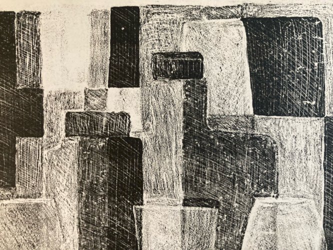 Lithographie 1970 Nature Morte Au Citron Cubisme Cubiste Art A Identifier