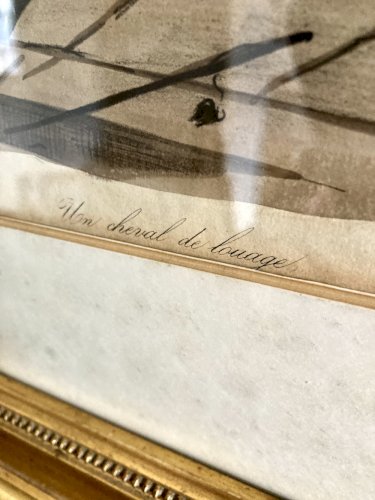 Lithographie ancienne Le Charivari 1844 encadrée – Cadre doré XIXe