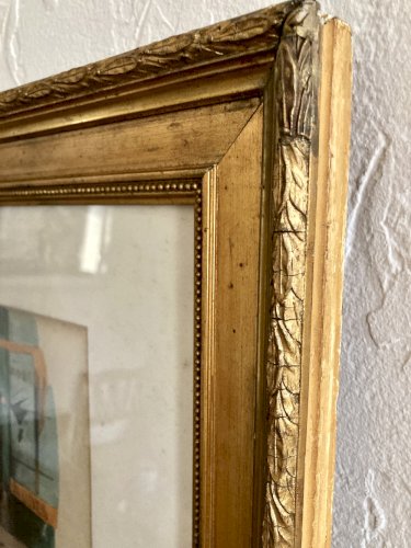 Lithographie ancienne Le Charivari 1844 encadrée – Cadre doré XIXe