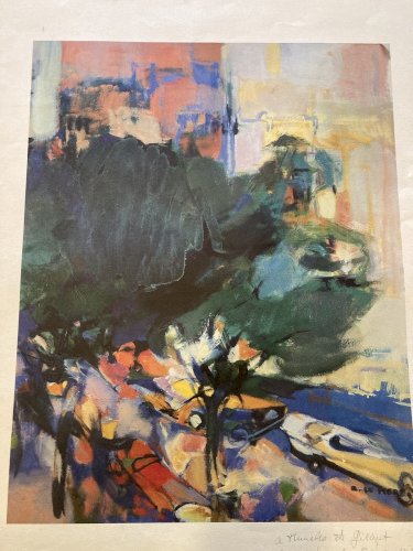 Lithographie  Arlette Le More Gravure Signée Voiture Expressionnisme Art