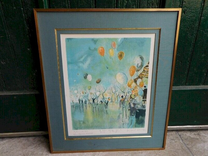 LITHOGRAPHIE BALLONS DU BOIS MICHEL BRUCE