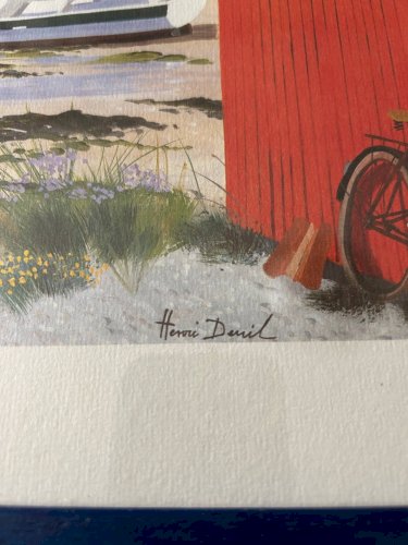 lithographie cabane de Pêcheur  signée Henri Deuil