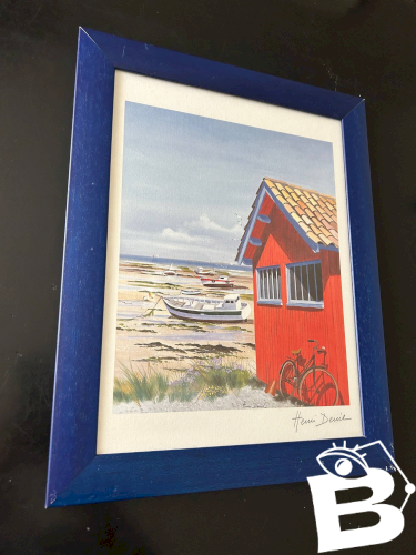 lithographie cabane de Pêcheur  signée Henri Deuil