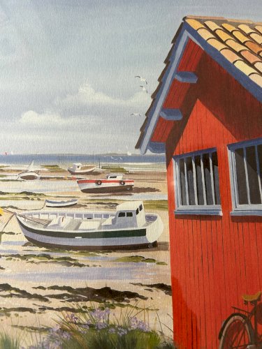 lithographie cabane de Pêcheur  signée Henri Deuil