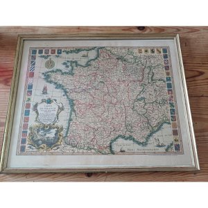 Lithograph Map of France by Ph. Ruache 1745