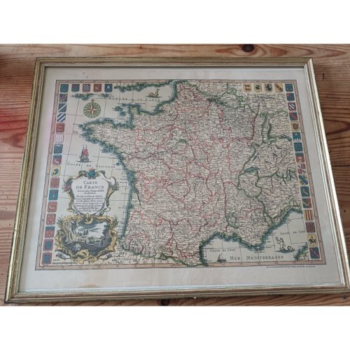 Lithographie Carte de France par Ph.Ruache 1745