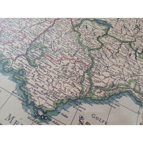 Lithographie Carte de France par Ph.Ruache 1745