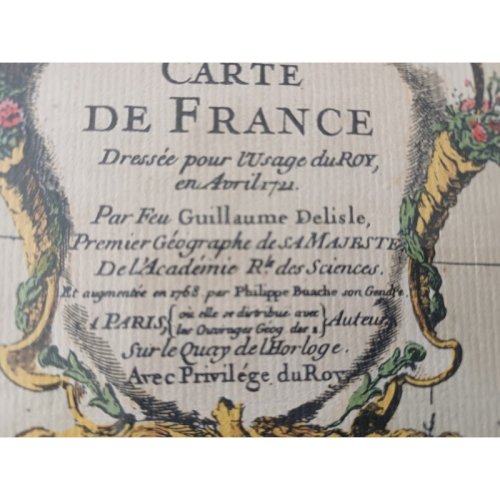 Lithographie Carte de France par Ph.Ruache 1745