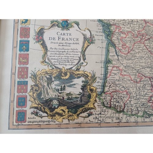 Lithographie Carte de France par Ph.Ruache 1745