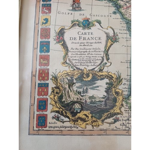 Lithographie Carte de France par Ph.Ruache 1745