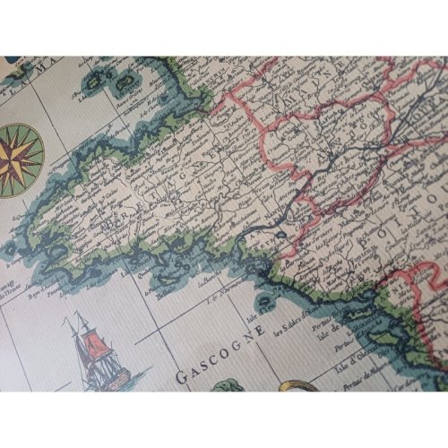 Lithographie Carte de France par Ph.Ruache 1745