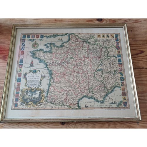 Lithographie Carte de France par Ph.Ruache 1745