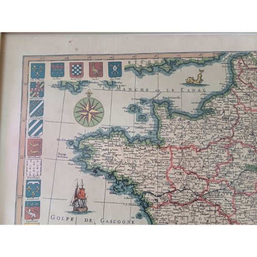 Lithographie Carte de France par Ph.Ruache 1745