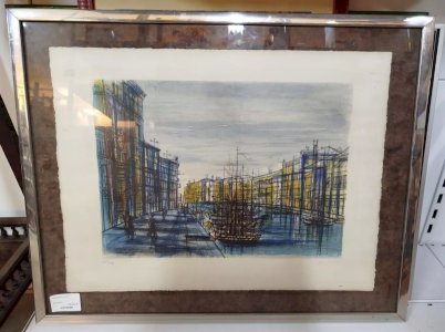 Lithographie CARZOU 36/100 Cadre Zone Portuaire Maritime Ville TAB 20/12