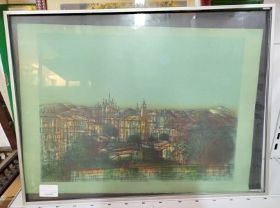 Lithographie CARZOU 79 Souvenir du Lubéron Ville Cadre TAB 20/12