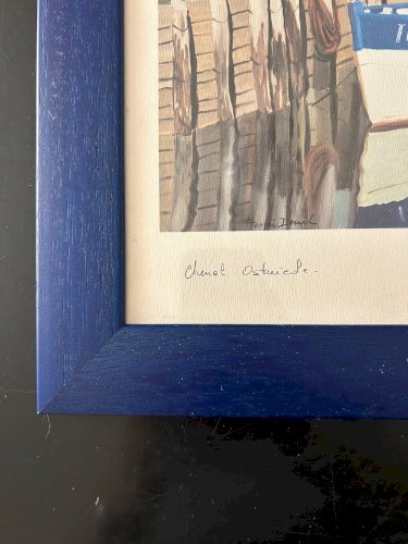 lithographie  chenal ostréicole  signée Henri Deuil