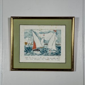 Lithographie contresignée par Jean Chabot représentant une régate XXe A5845