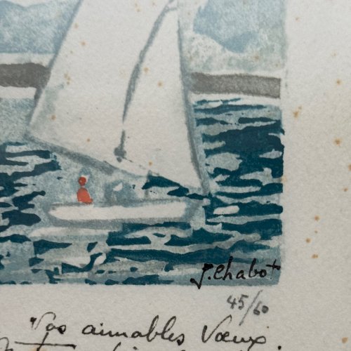 Lithographie contresignée par Jean Chabot représentant une régate XXe A5845