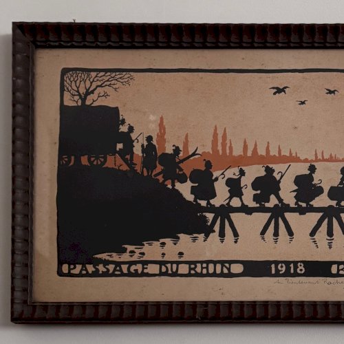 Lithographie en couleur par Hansi Passage du Rhin 1918 A5771