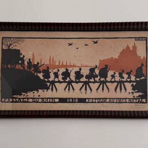 Lithographie en couleur par Hansi Passage du Rhin 1918 A5771