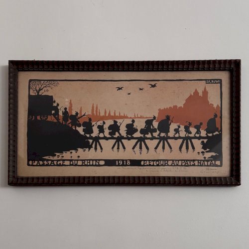 Lithographie en couleur par Hansi Passage du Rhin 1918 A5771