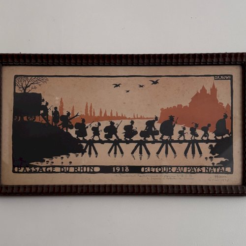 Lithographie en couleur par Hansi Passage du Rhin 1918 A5771