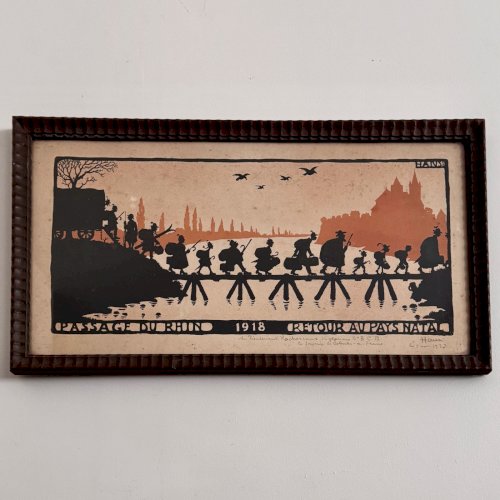 Lithographie en couleur par Hansi Passage du Rhin 1918 A5771