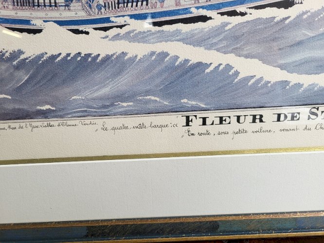 LITHOGRAPHIE ENCADREE BATEAU LE 4 MATS FLEUR DE STRASBOURG DE PAUL EMILE PAJOTS