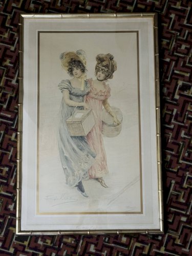 Lithographie, Frédérique Vallet-Bisson, Élégantes, 1900s,