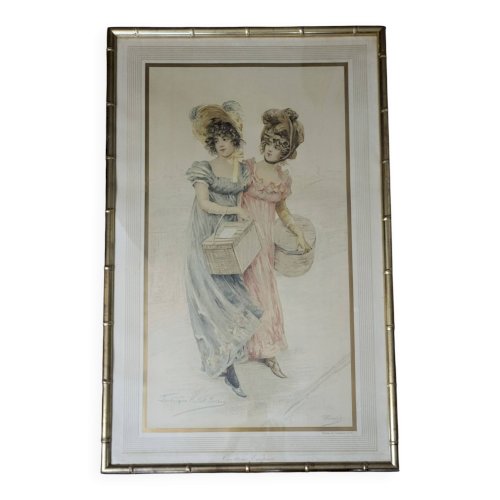 Lithographie, Frédérique Vallet-Bisson, Élégantes, 1900s,
