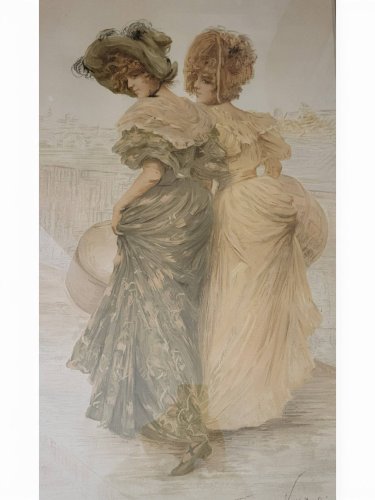 Lithographie, Frédérique Vallet-Bisson, Élégantes, 1900s,