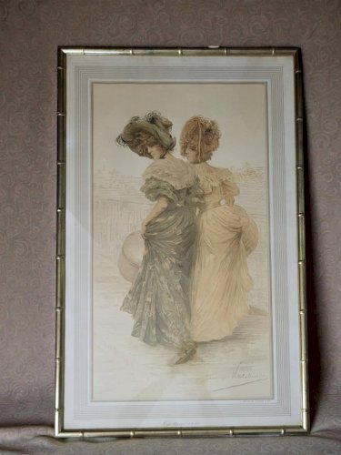 Lithographie, Frédérique Vallet-Bisson, Élégantes, 1900s,