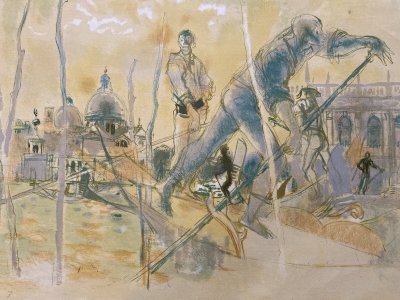Lithographie Gondolier Venise Italie Daniel DU JANERAND Épreuve D’artiste 1980