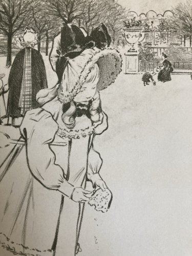 Lithographie Gravure Estampe XIXe 1900 Jacques Wely Fille Oiseau Ancien