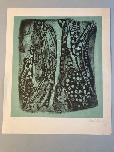 Lithographie Gravure  Signé Anthoni Cumella 1974 Abstrait abstraction