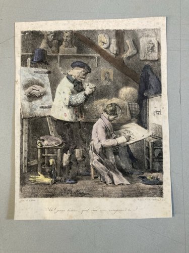 LITHOGRAPHIE HIPPOLYTE BELLANGE XIX Atelier Artiste Art Ancien Gravure Estampe
