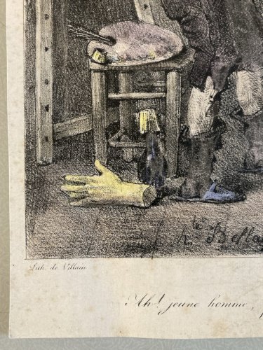 LITHOGRAPHIE HIPPOLYTE BELLANGE XIX Atelier Artiste Art Ancien Gravure Estampe