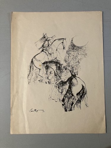 Lithographie Juan Carlos CASTAGNINO Gravures Chevaux Cavalier Tauromachie 1960