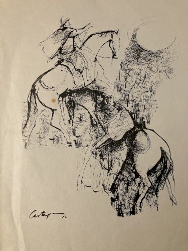 Lithographie Juan Carlos CASTAGNINO Gravures Chevaux Cavalier Tauromachie 1960