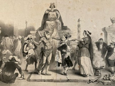 Lithographie La Caricature: Jugement des Juges Grandville Auguste Desperet