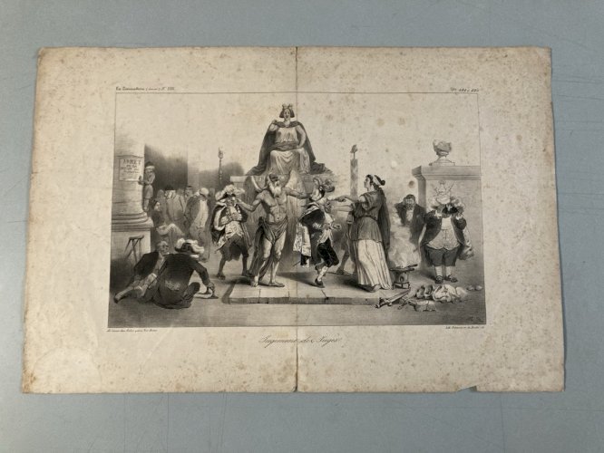 Lithographie La Caricature: Jugement des Juges Grandville Auguste Desperet