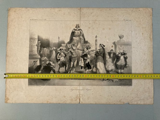 Lithographie La Caricature: Jugement des Juges Grandville Auguste Desperet
