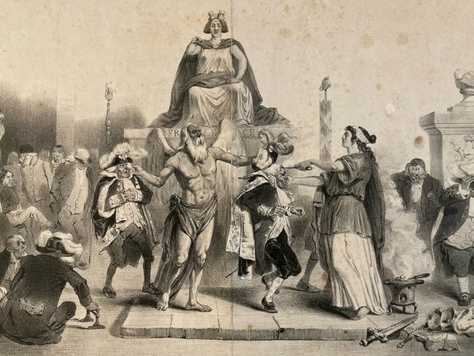 Lithographie La Caricature: Jugement des Juges Grandville Auguste Desperet