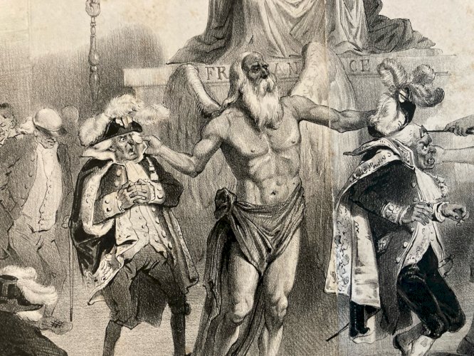 Lithographie La Caricature: Jugement des Juges Grandville Auguste Desperet