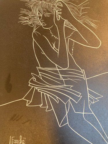 Lithographie litho Originale Art Jacques Fauché 1960 Gravure Estampe Femme Nue