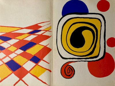 Lithographie litho Originale Calder 1971 Art Abstrait Ancien Dernière Le Miroir