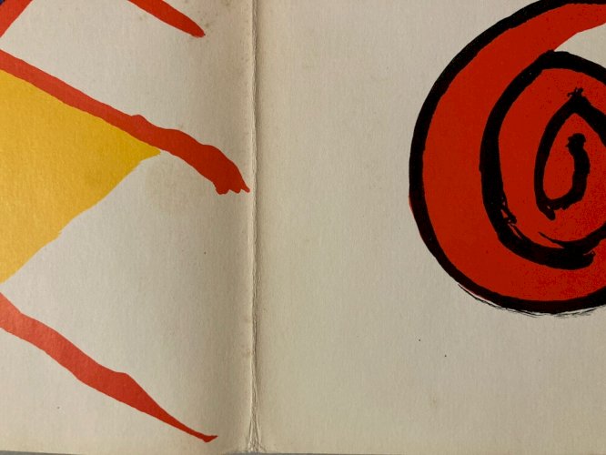 Lithographie litho Originale Calder 1971 Art Abstrait Ancien Dernière Le Miroir