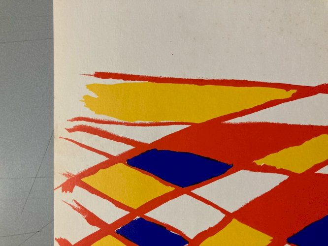 Lithographie litho Originale Calder 1971 Art Abstrait Ancien Dernière Le Miroir