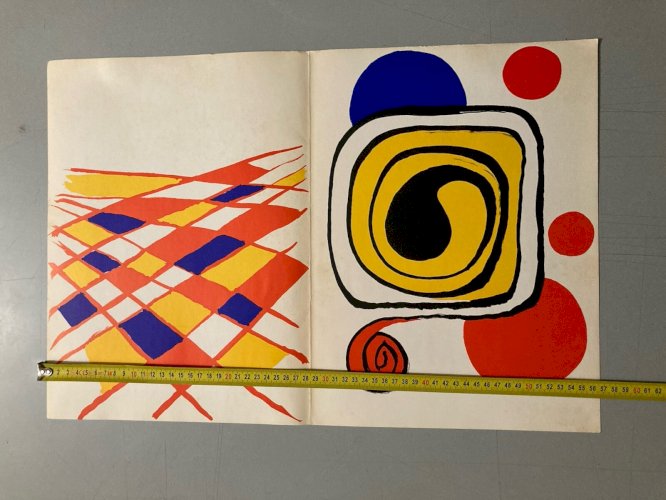 Lithographie litho Originale Calder 1971 Art Abstrait Ancien Dernière Le Miroir
